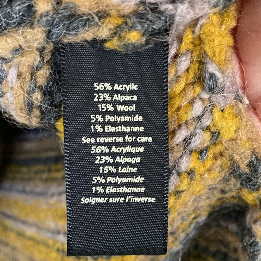 Elizabeth and James Alpaca Wool Blend Yellow Gray Crew Neck Sweater Size Small‎ - Picture 7 of 10